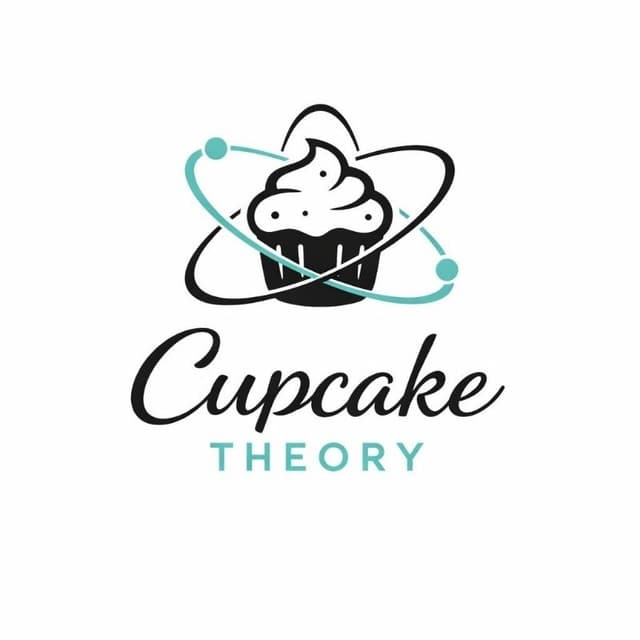 Cupcake Theory logo with a cupcake icon surrounded by teal and black atomic orbital rings.